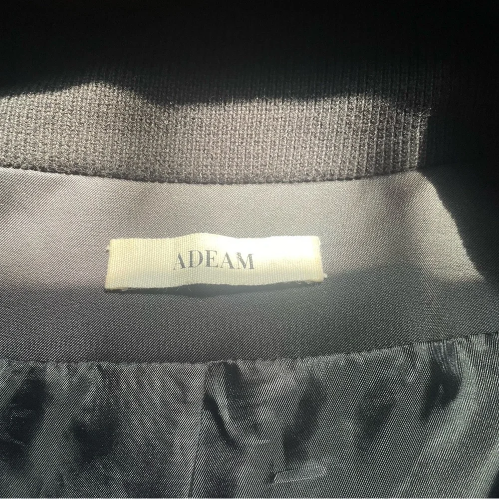 Adeam luxe bomber style cinched ties jacket w embroidery stitching black white - Picture 12 of 13